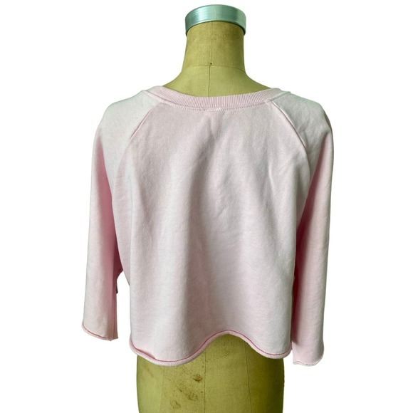 BP. Pink Cropped Sweatshirt with Embroidered Flower size L nwt - Picture 3 of 6